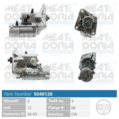 Starter 12 V 2 kW MEAT & DORIA 5040120 Bild Starter 12 V 2 kW MEAT & DORIA 5040120