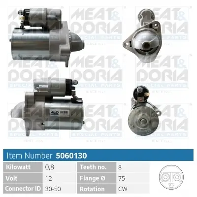 Starter 12 V 0,8 kW MEAT & DORIA 5060130