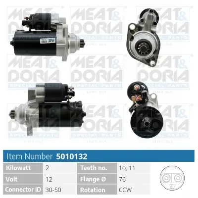 Starter 12 V 2 kW MEAT & DORIA 5010132 Bild Starter 12 V 2 kW MEAT & DORIA 5010132