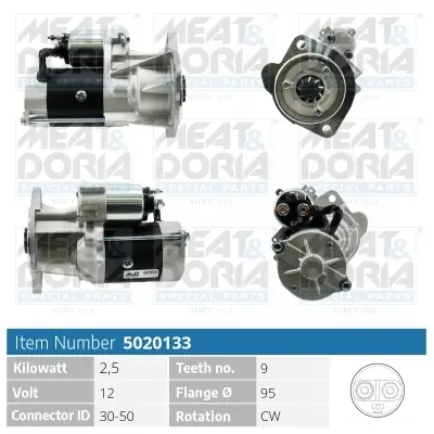 Starter 12 V 2,5 kW MEAT & DORIA 5020133 Bild Starter 12 V 2,5 kW MEAT & DORIA 5020133