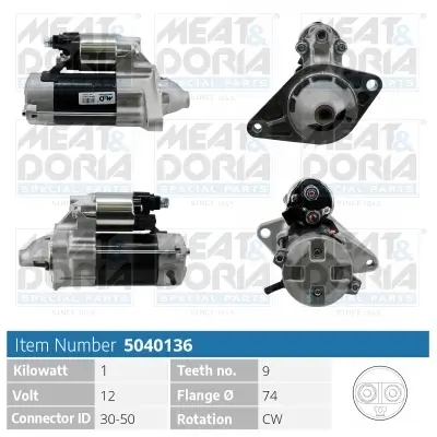 Starter 12 V 1 kW MEAT & DORIA 5040136 Bild Starter 12 V 1 kW MEAT & DORIA 5040136