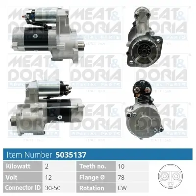 Starter 12 V 2 kW MEAT & DORIA 5035137 Bild Starter 12 V 2 kW MEAT & DORIA 5035137