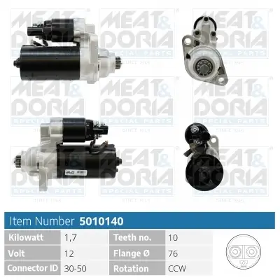 Starter 12 V 1,7 kW MEAT & DORIA 5010140 Bild Starter 12 V 1,7 kW MEAT & DORIA 5010140