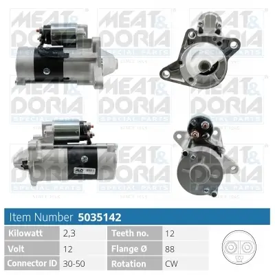 Starter 12 V 2,3 kW MEAT & DORIA 5035142 Bild Starter 12 V 2,3 kW MEAT & DORIA 5035142