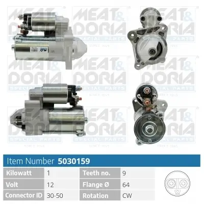 Starter 12 V 1 kW MEAT & DORIA 5030159 Bild Starter 12 V 1 kW MEAT & DORIA 5030159