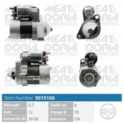Starter 12 V 0,7 kW MEAT & DORIA 5015160