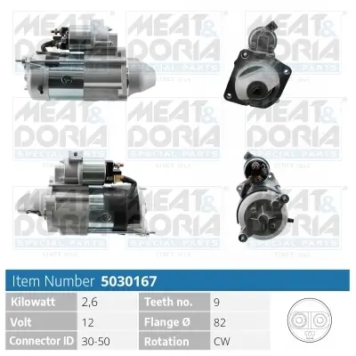 Starter 12 V 2,6 kW MEAT & DORIA 5030167 Bild Starter 12 V 2,6 kW MEAT & DORIA 5030167