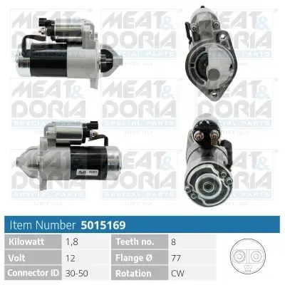 Starter 12 V 1,8 kW MEAT & DORIA 5015169 Bild Starter 12 V 1,8 kW MEAT & DORIA 5015169