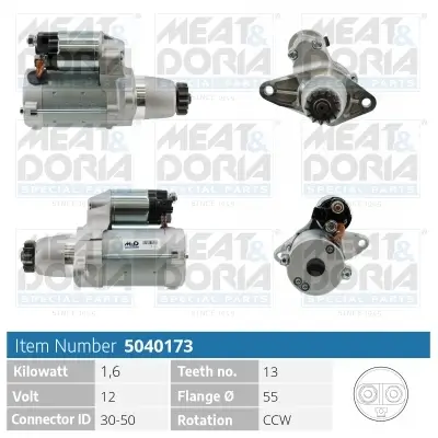 Starter 12 V 1,6 kW MEAT & DORIA 5040173 Bild Starter 12 V 1,6 kW MEAT & DORIA 5040173