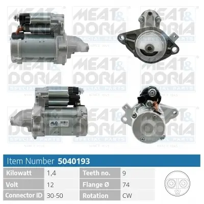 Starter 12 V 1,4 kW MEAT & DORIA 5040193