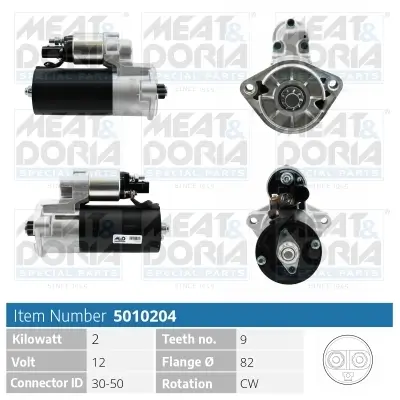Starter 12 V 2 kW MEAT & DORIA 5010204 Bild Starter 12 V 2 kW MEAT & DORIA 5010204