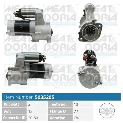 Starter 12 V 2 kW MEAT & DORIA 5035205 Bild Starter 12 V 2 kW MEAT & DORIA 5035205