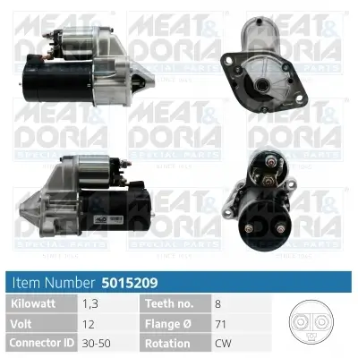 Starter 12 V 1,3 kW MEAT & DORIA 5015209 Bild Starter 12 V 1,3 kW MEAT & DORIA 5015209
