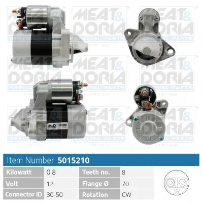 Starter 12 V 0,8 kW MEAT & DORIA 5015210 Bild Starter 12 V 0,8 kW MEAT & DORIA 5015210