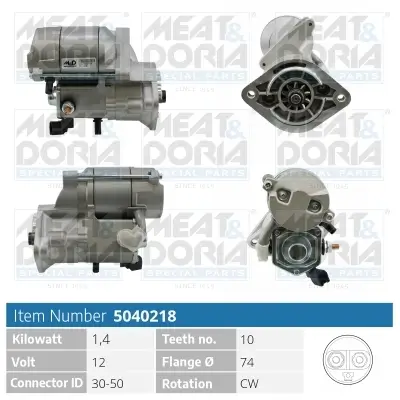 Starter 12 V 1,4 kW MEAT & DORIA 5040218 Bild Starter 12 V 1,4 kW MEAT & DORIA 5040218