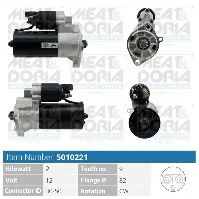 Starter 12 V 2 kW MEAT & DORIA 5010221 Bild Starter 12 V 2 kW MEAT & DORIA 5010221