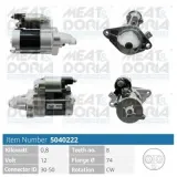 Starter 12 V 0,8 kW MEAT & DORIA 5040222