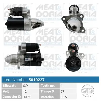 Starter 12 V 0,9 kW MEAT & DORIA 5010227 Bild Starter 12 V 0,9 kW MEAT & DORIA 5010227