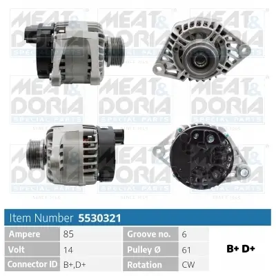 Generator 14 V MEAT & DORIA 5530321 Bild Generator 14 V MEAT & DORIA 5530321