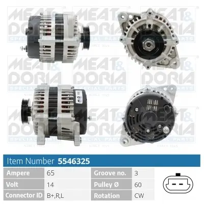 Generator 14 V MEAT & DORIA 5546325 Bild Generator 14 V MEAT & DORIA 5546325