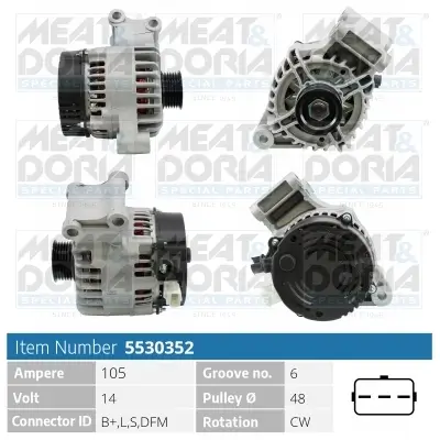 Generator 14 V MEAT & DORIA 5530352 Bild Generator 14 V MEAT & DORIA 5530352