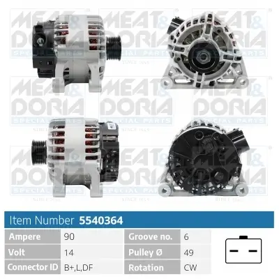 Generator 14 V MEAT & DORIA 5540364
