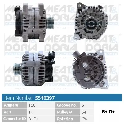 Generator 14 V MEAT & DORIA 5510397 Bild Generator 14 V MEAT & DORIA 5510397