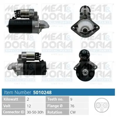 Starter 12 V 2 kW MEAT & DORIA 5010248 Bild Starter 12 V 2 kW MEAT & DORIA 5010248