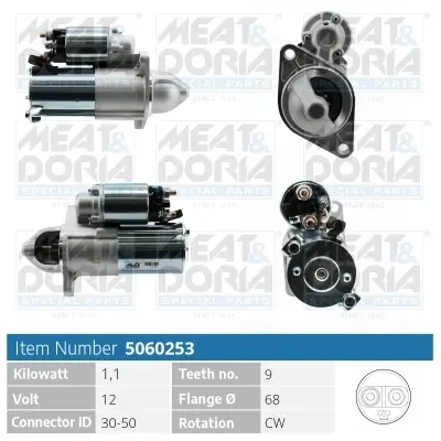 Starter 12 V 1,1 kW MEAT & DORIA 5060253 Bild Starter 12 V 1,1 kW MEAT & DORIA 5060253