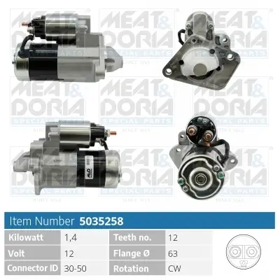 Starter 12 V 1,4 kW MEAT & DORIA 5035258