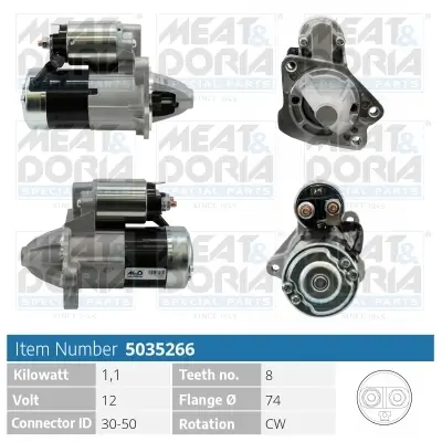 Starter 12 V 1,1 kW MEAT & DORIA 5035266 Bild Starter 12 V 1,1 kW MEAT & DORIA 5035266