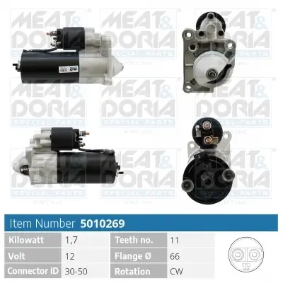Starter 12 V 1,7 kW MEAT & DORIA 5010269 Bild Starter 12 V 1,7 kW MEAT & DORIA 5010269