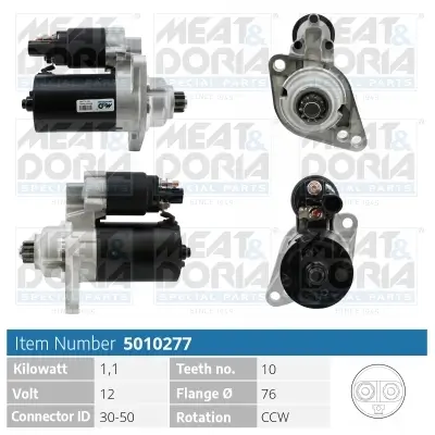 Starter 12 V 1,1 kW MEAT & DORIA 5010277 Bild Starter 12 V 1,1 kW MEAT & DORIA 5010277