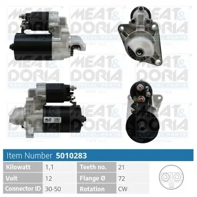 Starter 12 V 1,1 kW MEAT & DORIA 5010283 Bild Starter 12 V 1,1 kW MEAT & DORIA 5010283