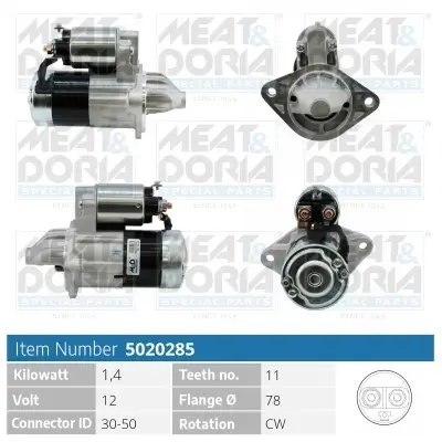 Starter 12 V 1,4 kW MEAT & DORIA 5020285