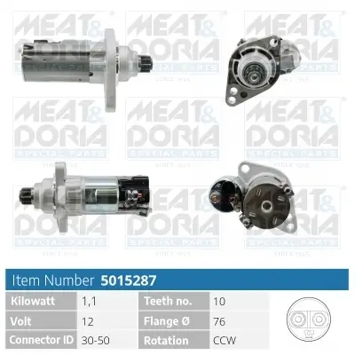 Starter 12 V 1,1 kW MEAT & DORIA 5015287 Bild Starter 12 V 1,1 kW MEAT & DORIA 5015287