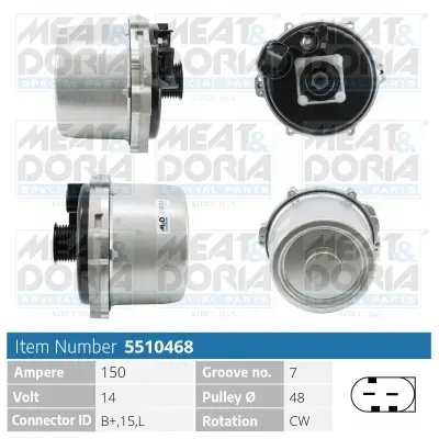 Generator 14 V MEAT & DORIA 5510468 Bild Generator 14 V MEAT & DORIA 5510468