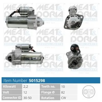 Starter 12 V 2,2 kW MEAT & DORIA 5015298 Bild Starter 12 V 2,2 kW MEAT & DORIA 5015298