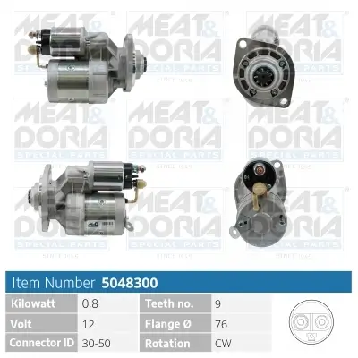 Starter 12 V 0,8 kW MEAT & DORIA 5048300 Bild Starter 12 V 0,8 kW MEAT & DORIA 5048300