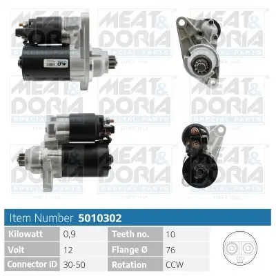Starter 12 V 0,9 kW MEAT & DORIA 5010302 Bild Starter 12 V 0,9 kW MEAT & DORIA 5010302