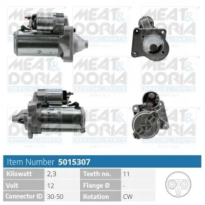 Starter 12 V 2,3 kW MEAT & DORIA 5015307 Bild Starter 12 V 2,3 kW MEAT & DORIA 5015307