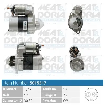 Starter 12 V 1,25 kW MEAT & DORIA 5015317 Bild Starter 12 V 1,25 kW MEAT & DORIA 5015317