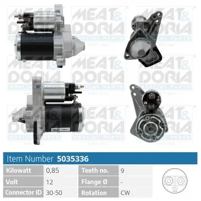 Starter 12 V 0,85 kW MEAT & DORIA 5035336 Bild Starter 12 V 0,85 kW MEAT & DORIA 5035336