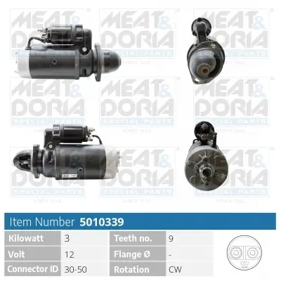 Starter 12 V 3 kW MEAT & DORIA 5010339 Bild Starter 12 V 3 kW MEAT & DORIA 5010339