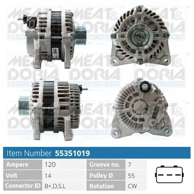 Generator 14 V MEAT & DORIA 55351019 Bild Generator 14 V MEAT & DORIA 55351019