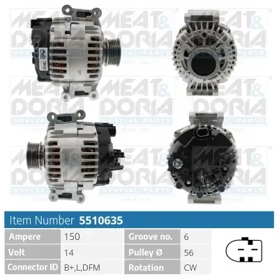 Generator 14 V MEAT & DORIA 5510635 Bild Generator 14 V MEAT & DORIA 5510635