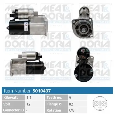 Starter 12 V 1,1 kW MEAT & DORIA 5010437 Bild Starter 12 V 1,1 kW MEAT & DORIA 5010437