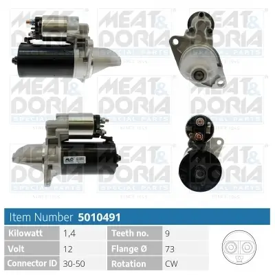 Starter 12 V 1,4 kW MEAT & DORIA 5010491 Bild Starter 12 V 1,4 kW MEAT & DORIA 5010491