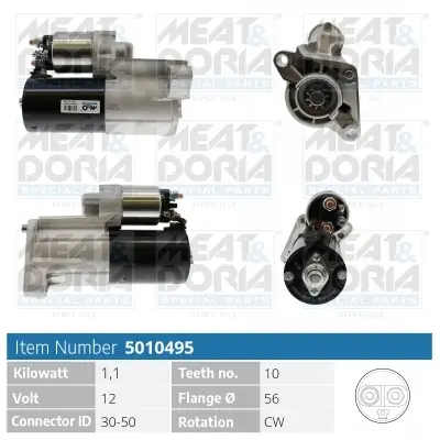 Starter 12 V 1,1 kW MEAT & DORIA 5010495 Bild Starter 12 V 1,1 kW MEAT & DORIA 5010495