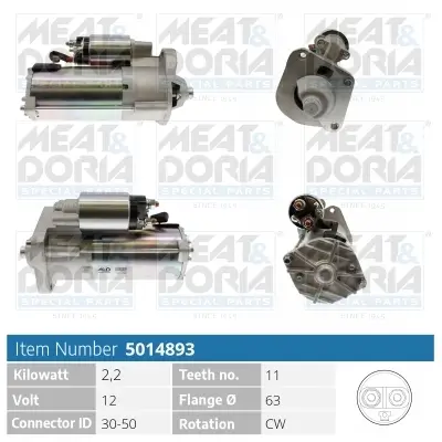 Starter 12 V 2,2 kW MEAT & DORIA 5014893 Bild Starter 12 V 2,2 kW MEAT & DORIA 5014893